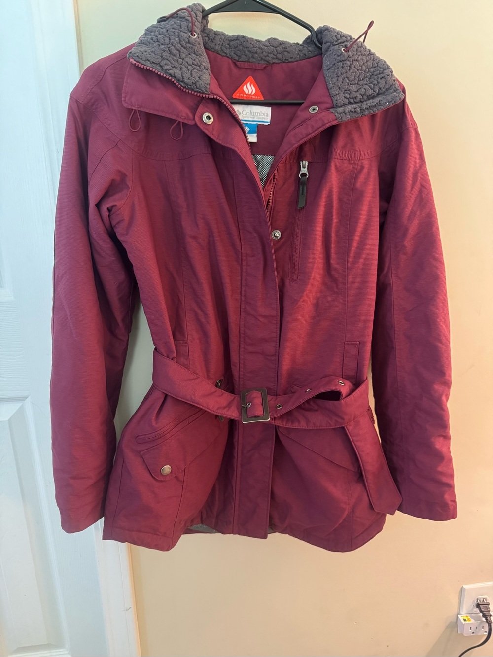 Columbia Women's Burgundy Hooded Belted Trench Coat